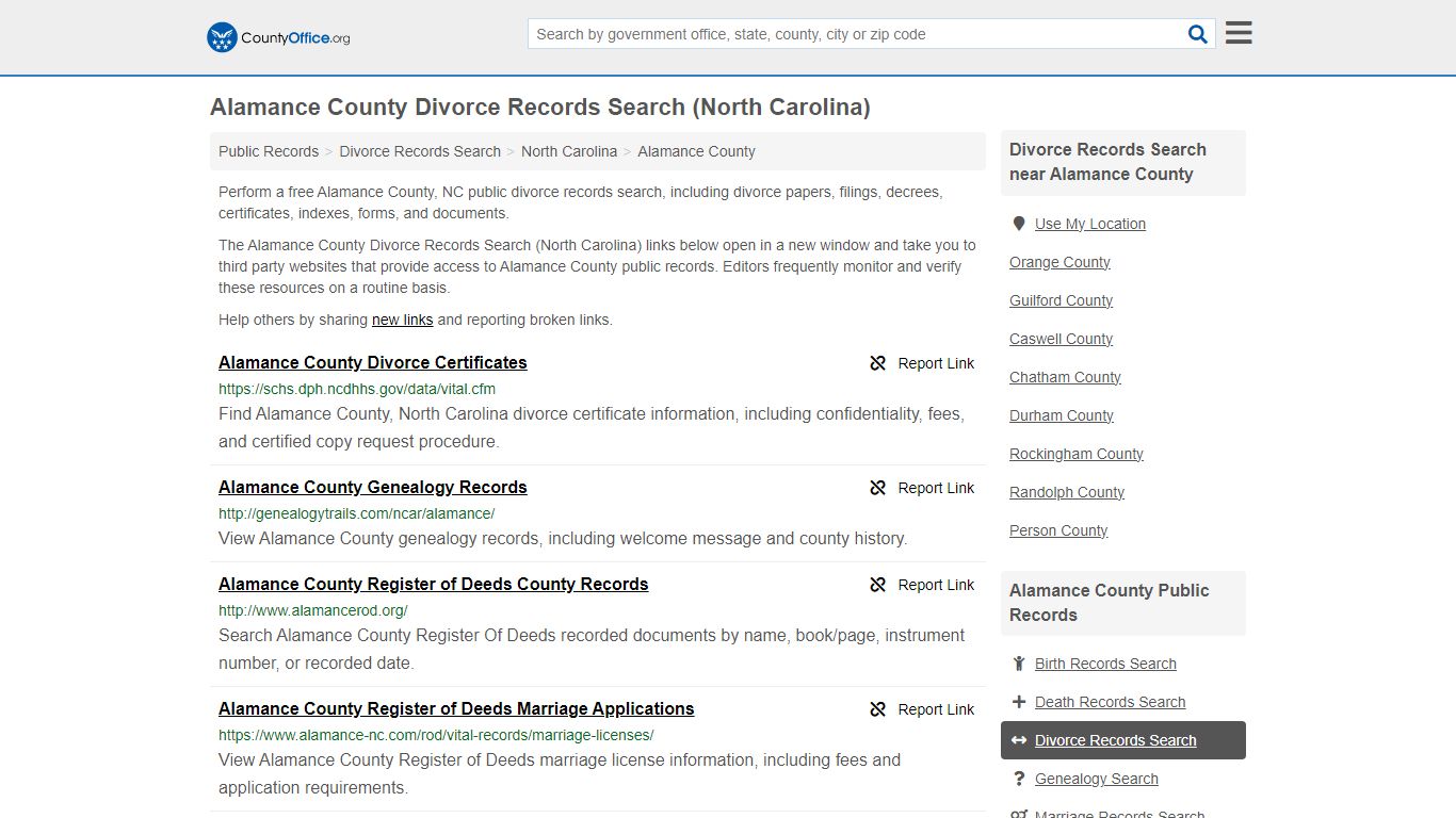 Alamance County Divorce Records Search (North Carolina) - County Office