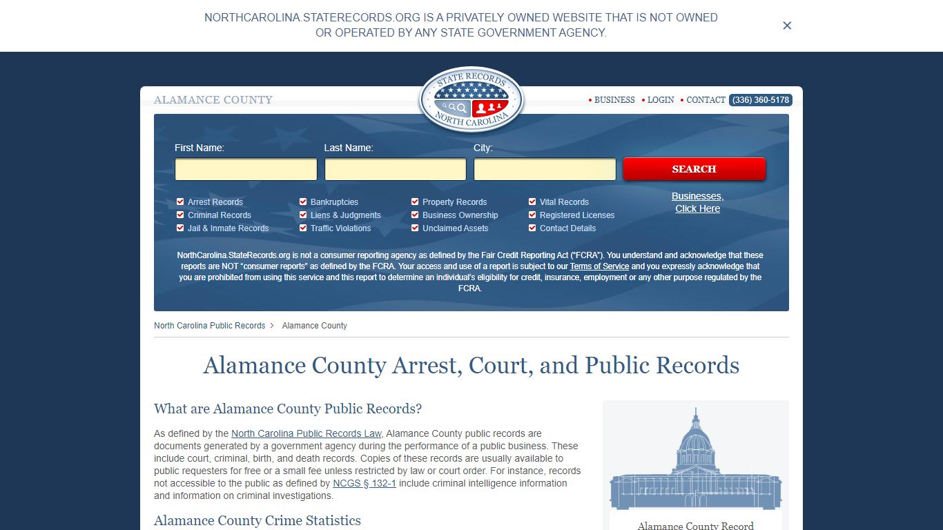 Alamance County Arrest, Court, and Public Records