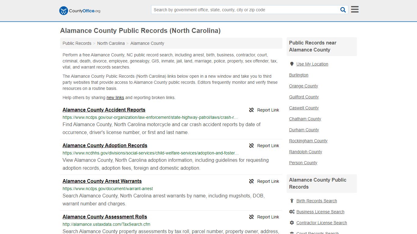 Alamance County Public Records (North Carolina) - County Office