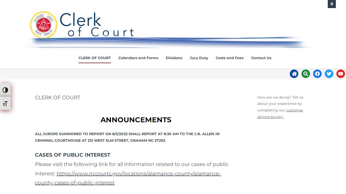 Clerk of Court – The Alamance County Clerk of Court